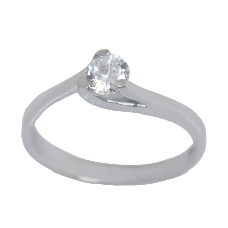 Μονόπετρο από λευκόχρυσο 14 καρατίων