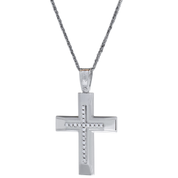 Λευκόχρυσος γυναικείος σταυρός 14 Καρατίων