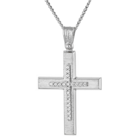 Λευκόχρυσος Γυναικείος Σταυρός 14 Καρατίων