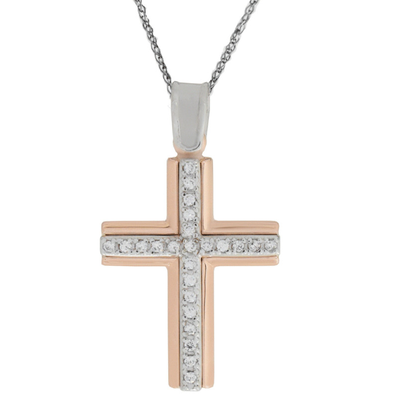 Λευκόχρυσος γυναικείος σταυρός 14 Καρατίων