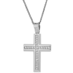 Λευκόχρυσος γυναικείος σταυρός 14 Καρατίων