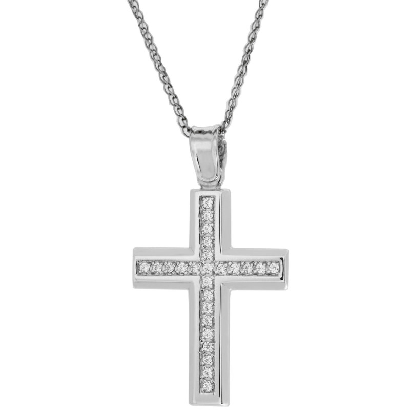 Λευκόχρυσος γυναικείος σταυρός 14 Καρατίων