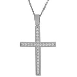 Λευκόχρυσος γυναικείος σταυρός 14 Καρατίων