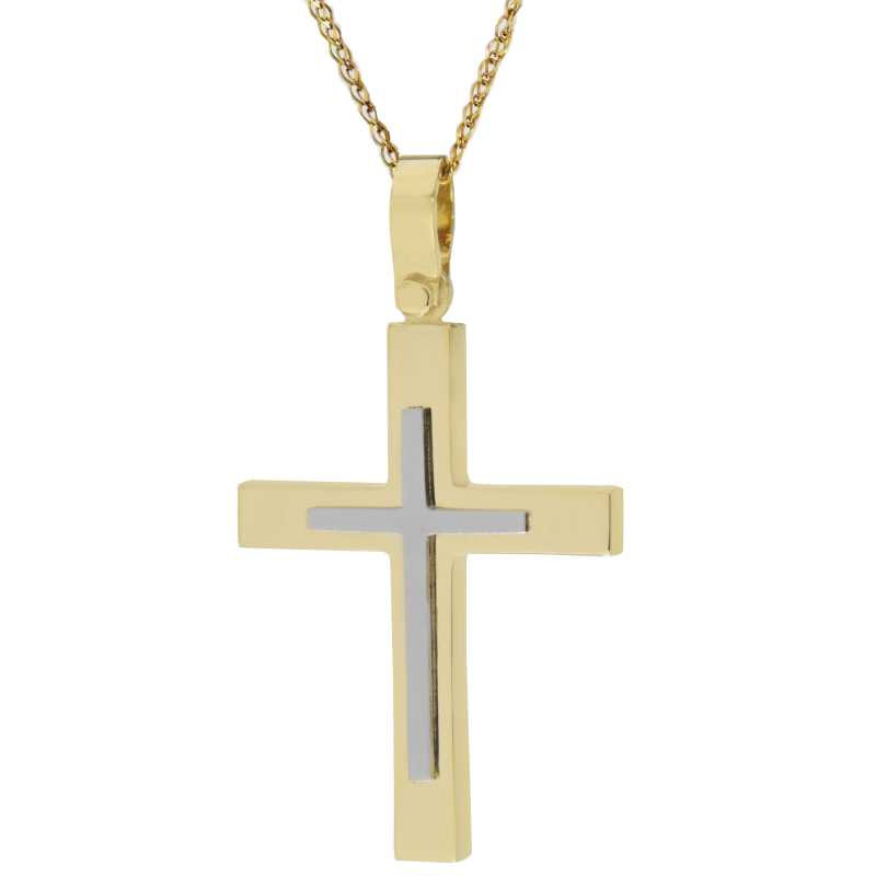 Χρυσός αντρικός σταυρός 14 Καρατίων
