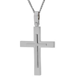 Λευκόχρυσος αντρικός σταυρός 14 Καρατίων