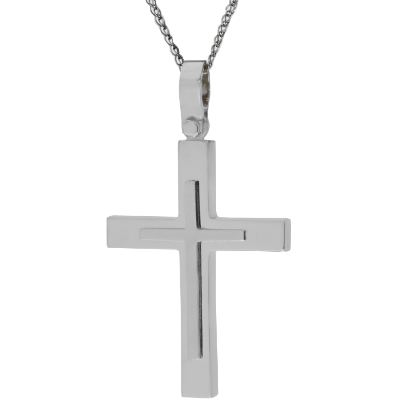 Λευκόχρυσος αντρικός σταυρός 14 Καρατίων