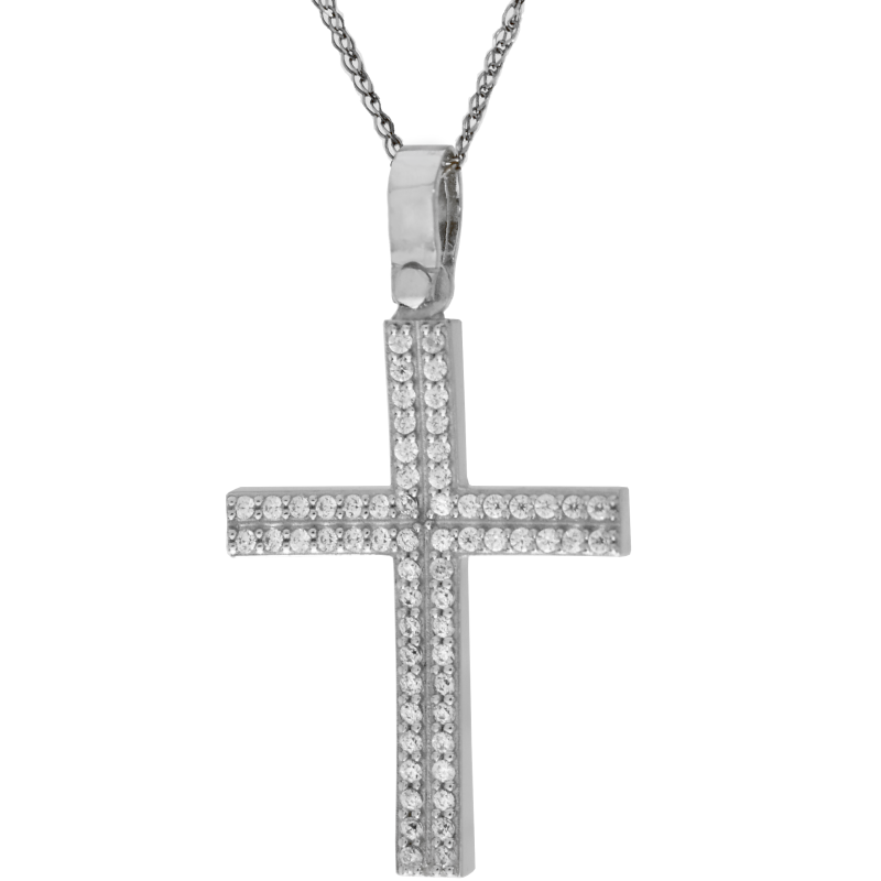 Λευκόχρυσος γυναικείος σταυρός 14 Καρατίων