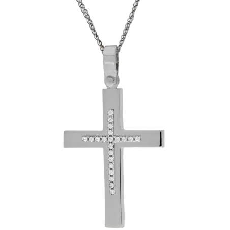 Λευκόχρυσος γυναικείος σταυρός 14 Καρατίων