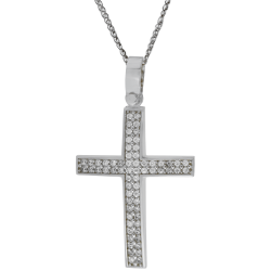 Λευκόχρυσος γυναικείος σταυρός 14 Καρατίων
