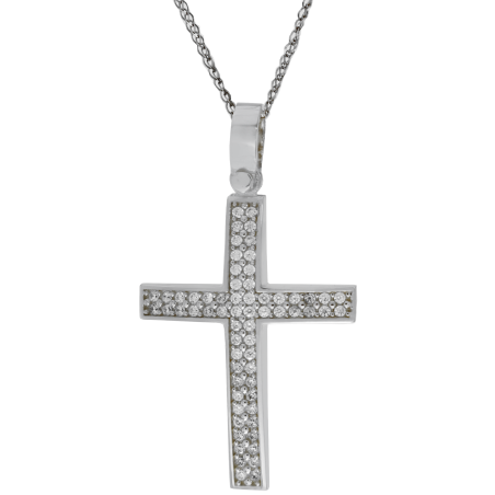 Λευκόχρυσος γυναικείος σταυρός 14 Καρατίων