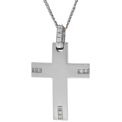 Λευκόχρυσος γυναικείος σταυρός 14 Καρατίων