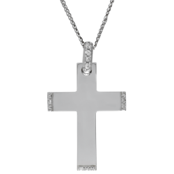 Λευκόχρυσος γυναικείος σταυρός 14 Καρατίων