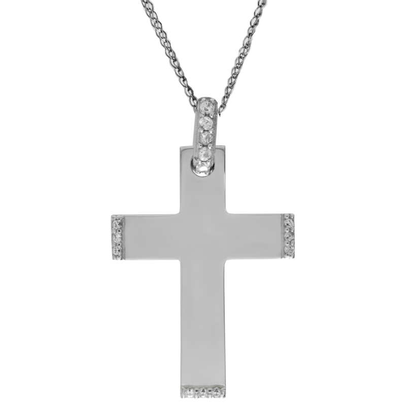 Λευκόχρυσος γυναικείος σταυρός 14 Καρατίων
