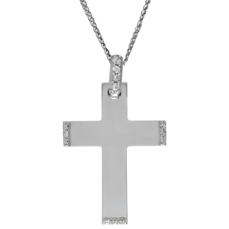 Λευκόχρυσος γυναικείος σταυρός 14 Καρατίων
