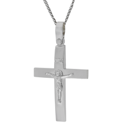 Λευκόχρυσος αντρικός σταυρός 14 Καρατίων