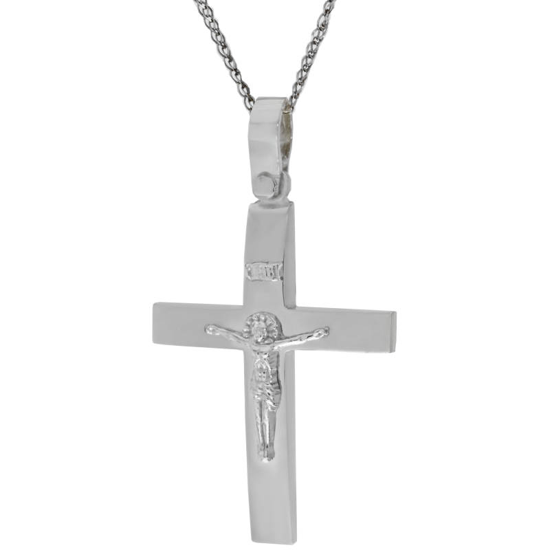 Λευκόχρυσος αντρικός σταυρός 14 Καρατίων