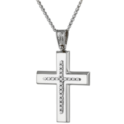 Λευκόχρυσος γυναικείος σταυρός 14 Καρατίων