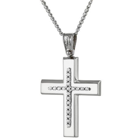 Λευκόχρυσος γυναικείος σταυρός 14 Καρατίων