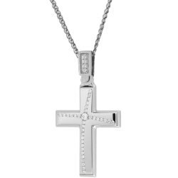 Λευκόχρυσος γυναικείος σταυρός 14 Καρατίων