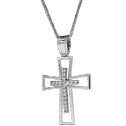 Λευκόχρυσος γυναικείος σταυρός 14 Καρατίων