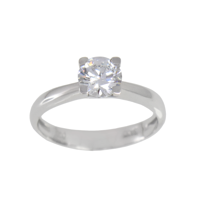 Μονόπετρο από λευκόχρυσο 14 καρατίων