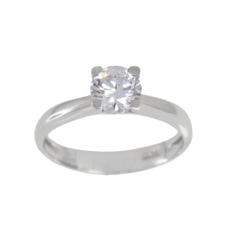 Μονόπετρο από λευκόχρυσο 14 καρατίων