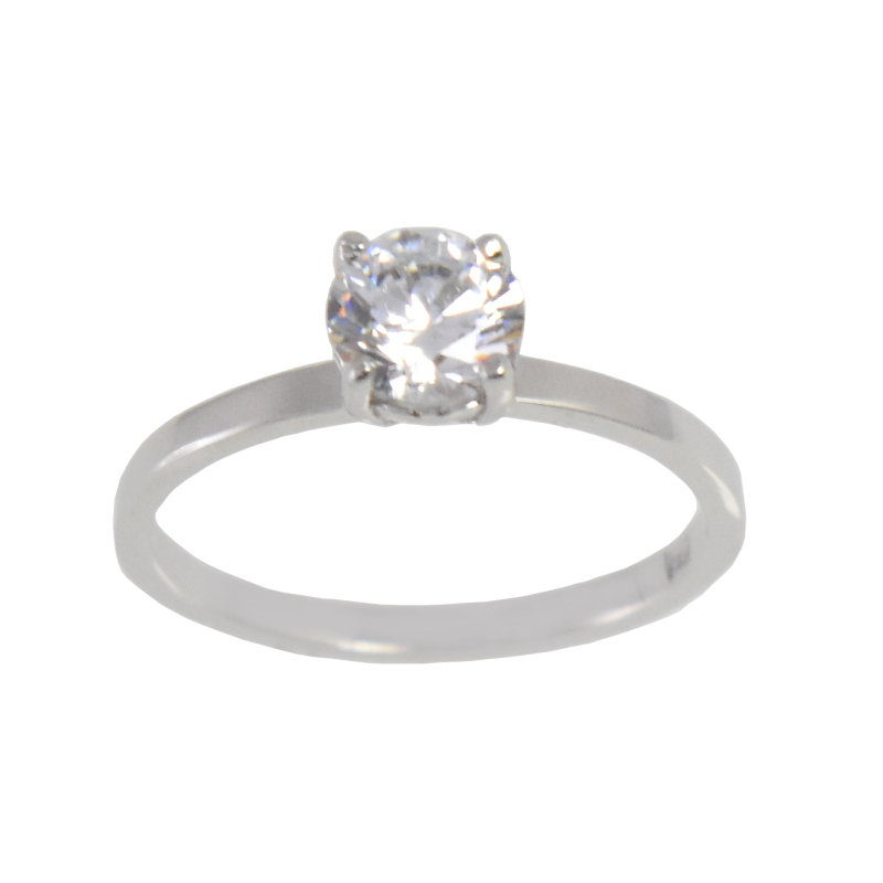 Μονόπετρο από λευκόχρυσο 14 καρατίων