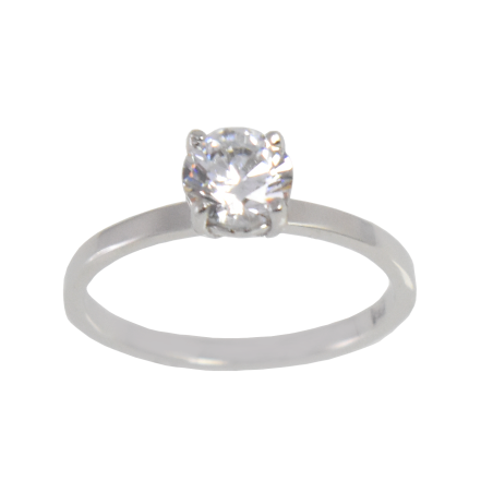 Μονόπετρο από λευκόχρυσο 14 καρατίων