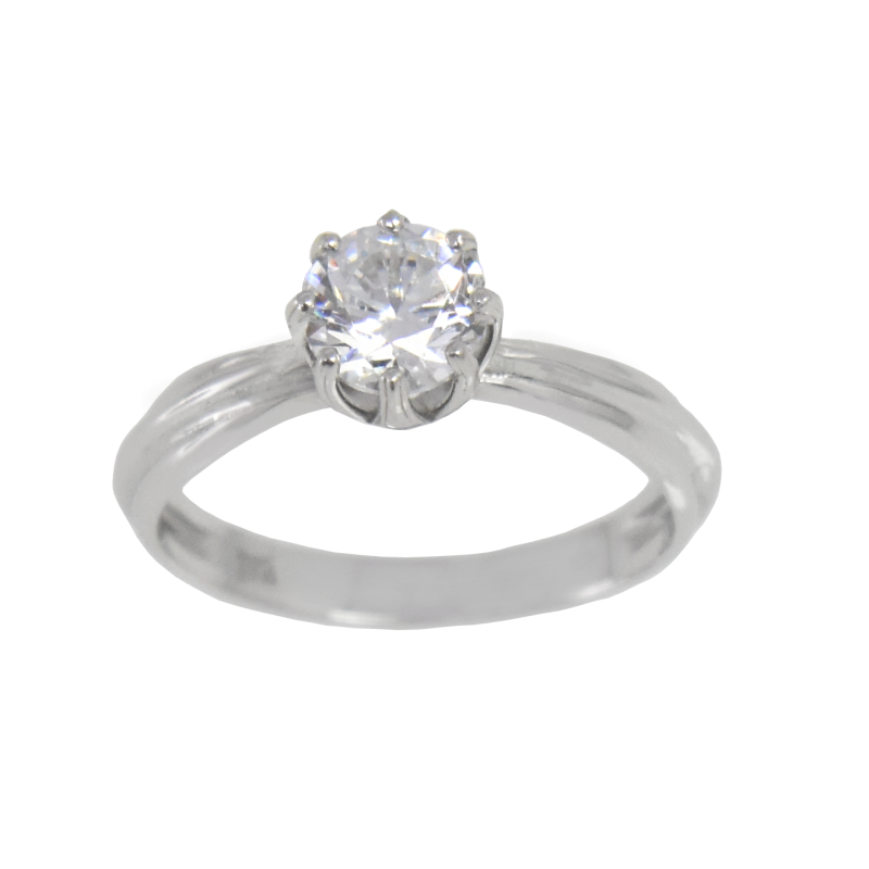 Μονόπετρο από λευκόχρυσο 14 καρατίων