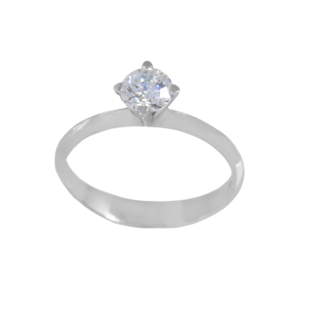 Μονόπετρο από λευκόχρυσο 14 καρατίων