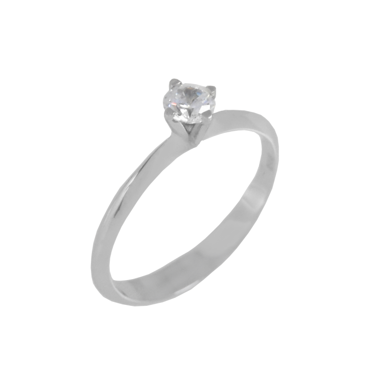 Μονόπετρο από λευκόχρυσο 14 καρατίων