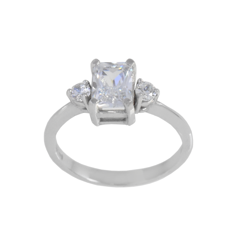 Μονόπετρο από λευκόχρυσο 14 καρατίων