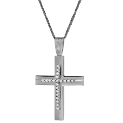 Λευκόχρυσος γυναικείος σταυρός 14 Καρατίων