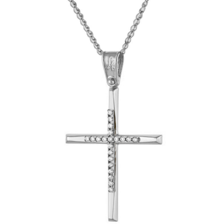 Λευκόχρυσος γυναικείος σταυρός 14 Καρατίων