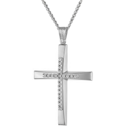 Λευκόχρυσος γυναικείος σταυρός 14 Καρατίων
