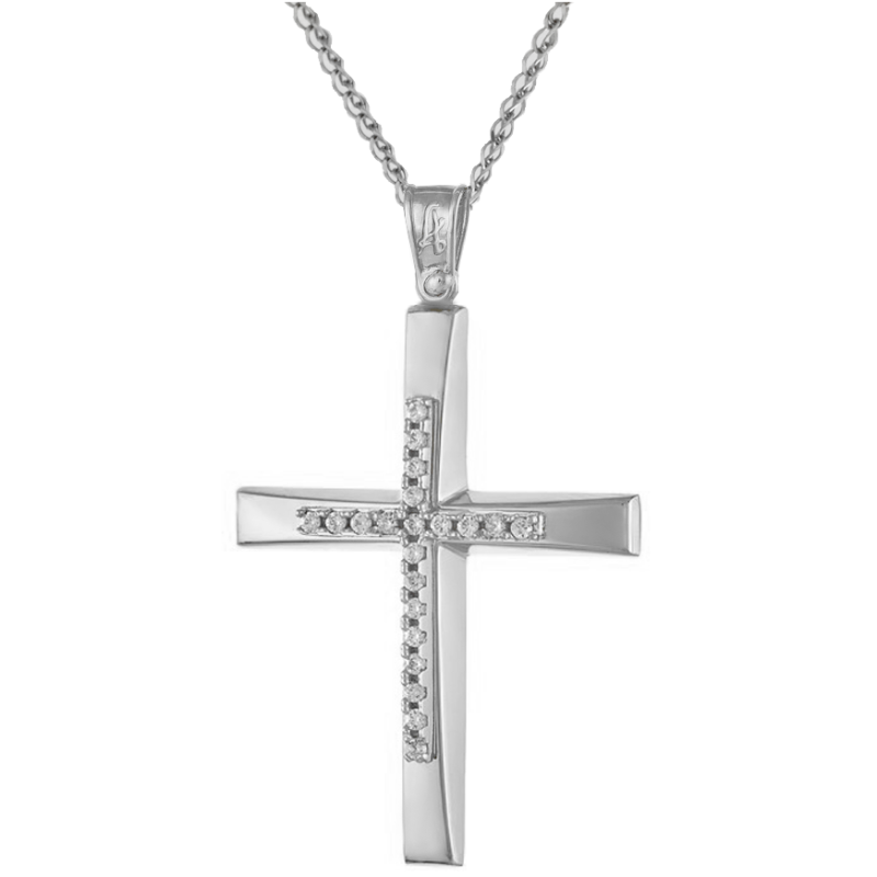 Λευκόχρυσος γυναικείος σταυρός 14 Καρατίων