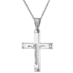 Λευκόχρυσος ανδρικός σταυρός 14 Καρατίων
