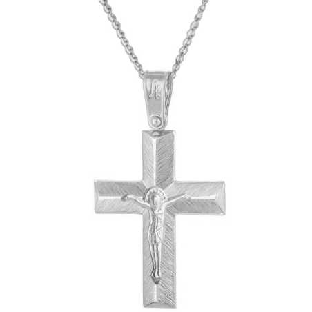 Λευκόχρυσος αντρικός σταυρός 14 Καρατίων