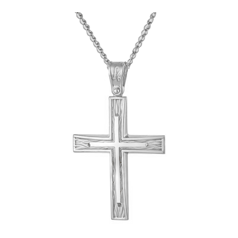 Λευκόχρυσος ανδρικός σταυρός 14 Καρατίων