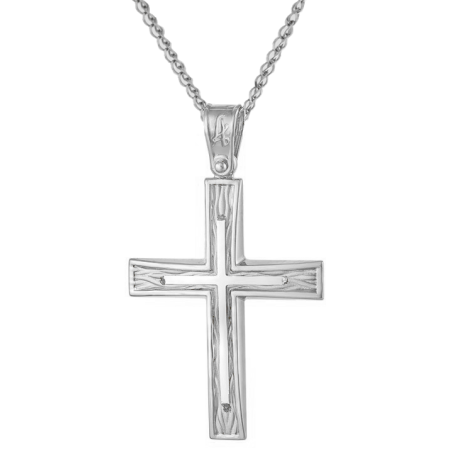 Λευκόχρυσος ανδρικός σταυρός 14 Καρατίων