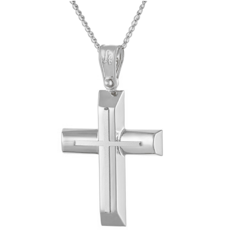 Λευκόχρυσος αντρικός σταυρός 14 Καρατίων