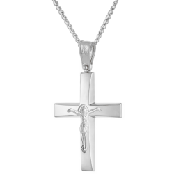 Λευκόχρυσος ανδρικός σταυρός 14 Καρατίων