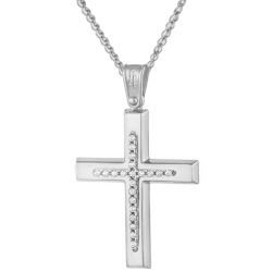 Λευκόχρυσος γυναικείος σταυρός 14 Καρατίων