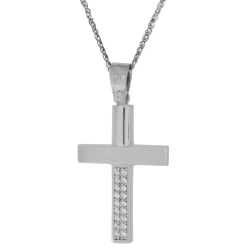 Λευκόχρυσος γυναικείος σταυρός 14 Καρατίων
