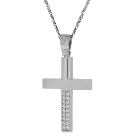 Λευκόχρυσος γυναικείος σταυρός 14 Καρατίων