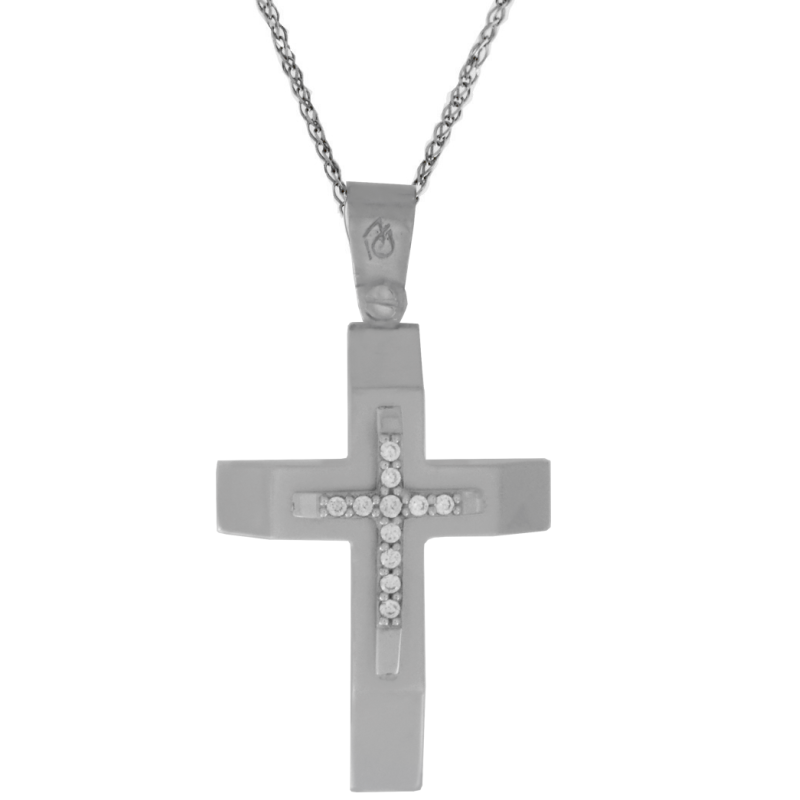 Λευκόχρυσος γυναικείος σταυρός 14 Καρατίων