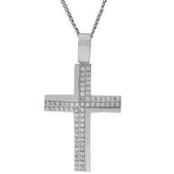Λευκόχρυσος γυναικείος σταυρός 14 Καρατίων