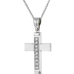Λευκόχρυσος γυναικείος σταυρός 14 Καρατίων