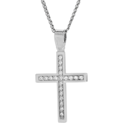Λευκόχρυσος γυναικείος σταυρός 14 Καρατίων