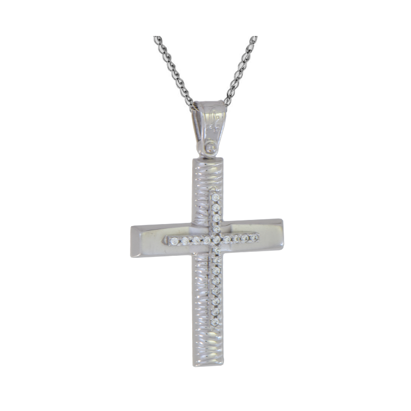 Λευκόχρυσος γυναικείος σταυρός 14 Καρατίων